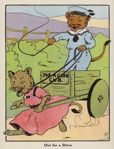 Ut för en biltur (litho i färg) av Harry B Neilson