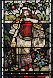 Falsehood, från Piers Ploughman, av William Langland, 1873 (målat glas) av Harry Burrow