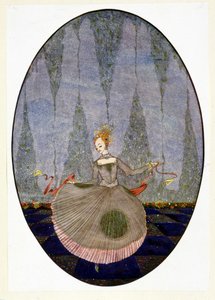 Dansade över golvet eftersom ingen ännu hade dansat - i Andersens "Den lilla sjöjungfrun" av Harry Clarke