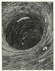 Edgar Allan Poe: Nedstigning i malströmmen (litografi) av Harry Clarke