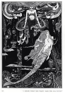 "Jag vet vad du vill ha", sade havshäxan, illustration till "Den lilla sjöjungfrun" från sagor av H.C. Andersen (1805-75), ca 1910.