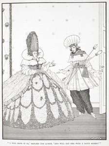 "Jag kommer att ha det så," svarade drottningen, "och ska äta henne med en sås Robert." Illustration till berättelsen, 