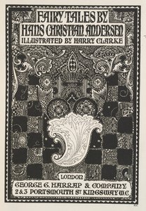 Illustrerad titelsida, med symboler och rutor. av Harry Clarke