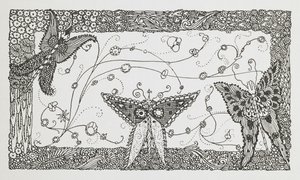 Illustrasjon til historien Riquet med dusk. En sommerfugldesign.svensk av Harry Clarke