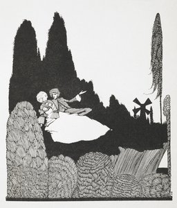 Illustration till berättelsen, "Mästerkatten eller puss i stövlar". av Harry Clarke