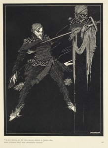 "I min död, se av denna bild, som är din egen, hur fullständigt du har mördat dig själv". Berättarens dubbelgångare, i "William Wilson," The Gift (1839). av Harry Clarke