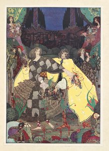 Paradisets trädgård. "Nu ska vi börja våra danser!" ropade älvorna. av Harry Clarke