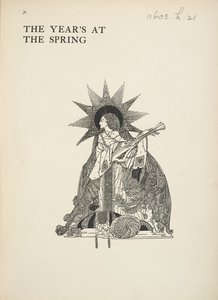 Namnlös illustration. En kvinna som spelar ett musikinstrument. av Harry Clarke