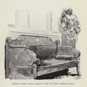 Byrons soffa från Albany, nu i Garrick Club av Harry Furniss