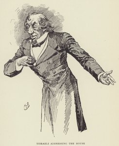 Disraeli talar till kammaren av Harry Furniss
