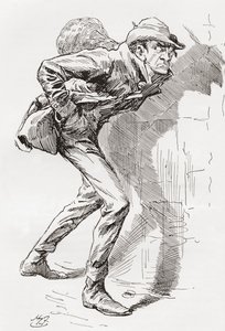 Dolge Orlick. Illustration av Harry Furniss till Charles Dickens roman Great Expectations, från The Testimonial Edition publicerad 1910.