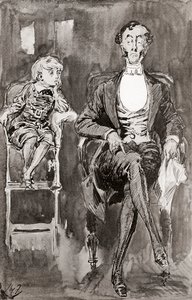 Illustration av Harry Furniss till Charles Dickens roman Dombey and Son, från The Testimonial Edition, publicerad 1910. av Harry Furniss