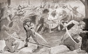 Illustration till Charles Dickens roman A Tale of two citys av Harry Furniss