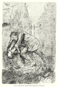 Illustration för stora förväntningar av Charles Dickens (litho) av Harry Furniss