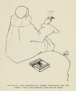 Inbjudningskort designat av Aubrey Beardsley för Smoke som invigde Bodley Head av Harry Furniss