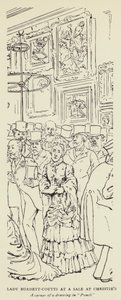 Lady Burdett-Coutts på en rea på Christies av Harry Furniss