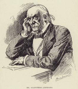 Mr Gladstone lyssnar av Harry Furniss