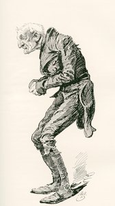 Gamla Chuffey. Illustration av Harry Furniss till Charles Dickens-romanen Martin Chuzzlewit, från The Testimonial Edition, publicerad 1910. av Harry Furniss