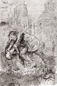 Pips kamp med den förrymde straffången. " av Harry Furniss