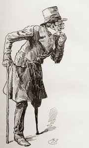 Silas Wegg på väg till Bower av Harry Furniss