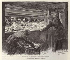 Klockan sex på det allmänna postkontoret av Harry Furniss