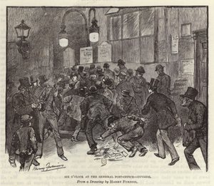 Klockan sex på det allmänna postkontoret av Harry Furniss