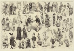 Skisser från maskeradbalen i Liverpool av Harry Furniss