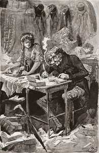 Tiggerbrevförfattaren. Illustration av Harry Furniss för Charles Dickens -romanen Great Expectations, från den vittnesmål som publicerades 1910. av Harry Furniss
