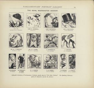 Royal Westminster Academy - föreställer sig hur politiker kan måla varandra (litho) av Harry Furniss