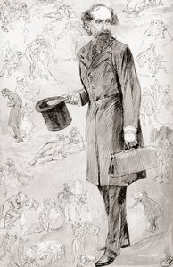 Den okommersiella resenären. Illustration av Harry Furniss till novellen The Uncommercial Traveler från The Christmas Books av Charles Dickens, publicerad i The Testimonial Edition från 1910. av Harry Furniss