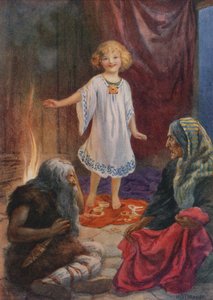 Aslaug, Aki och Grima, ur "Ragnar Lodbrog" (färglitografi)