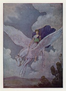 Bellerophon och hans silvervingade häst (färglitografi)