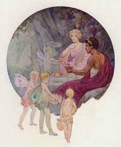 Kalypso i sin grotta (färglitografi)