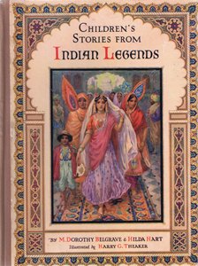 Framsida, illustration från "Childrens Stories from Indian Legends", ca 1930-tal (färglitografi) av Harry George Theaker