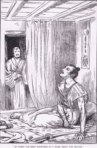 Hans sömn stördes av ett ljud ovanför taket (från More Stories from Raiko) (litho) av Harry George Theaker