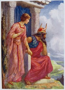 "Odin och Frigga" från "Asgard and its King" illustrerad för "Children