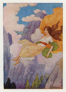 Psyket lyfts av en ljuvlig, mjuk bris (färglitografi) av Harry George Theaker