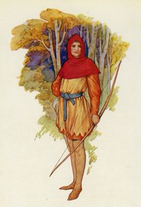 Robin var en äventyrlig typ redan i sin ungdom (färglitografi) av Harry George Theaker