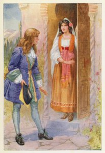 Ruyz de Alarcon och rosen från Alhambra (färglitografi) av Harry George Theaker