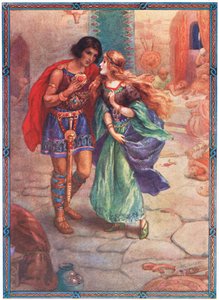 "Ta mig till din hustru" (ur Diarmud och Grania) (färglitografi)