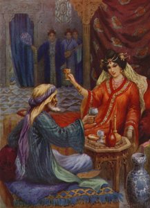 Prinsessan och trollkarlen (färglitografi) av Harry George Theaker