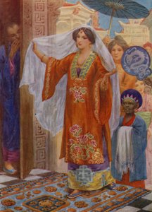 Prinsessan på väg till Bath (färglitografi) av Harry George Theaker