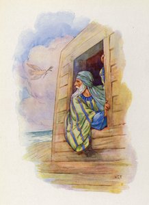 Duvan kom tillbaka med ett olivblad i näbben (färglitografi) av Harry George Theaker