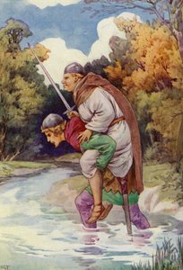 Munken fick honom att grymta med sin stora vikt (färglitografi) av Harry George Theaker
