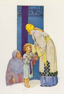 Den största gåvan av alla var hennes lille son Samuel (färglitografi) av Harry George Theaker