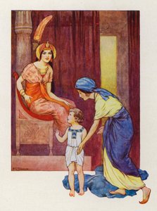 Moses mor förde honom till prinsessan (färglitografi) av Harry George Theaker