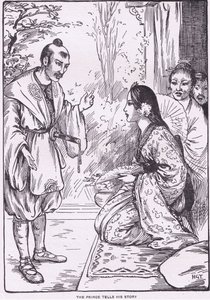 Prinsen berättar sin historia (ur Månens dotter) (litografi) av Harry George Theaker