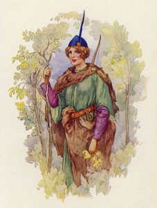 Det fanns ingen sådan rättvis och kärleksfull hustru i hela Midlands som Maid Marian var för Robin Hood (färglitografi)