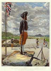 En sikhisk vakt vid Fort Johnston i Brittiska Centralafrika