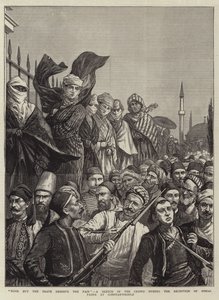 Ingen utom de modiga förtjänar mässan, en skiss i folkmassan under mottagandet av Osman Pasha i Konstantinopel av Harry Hamilton Johnston